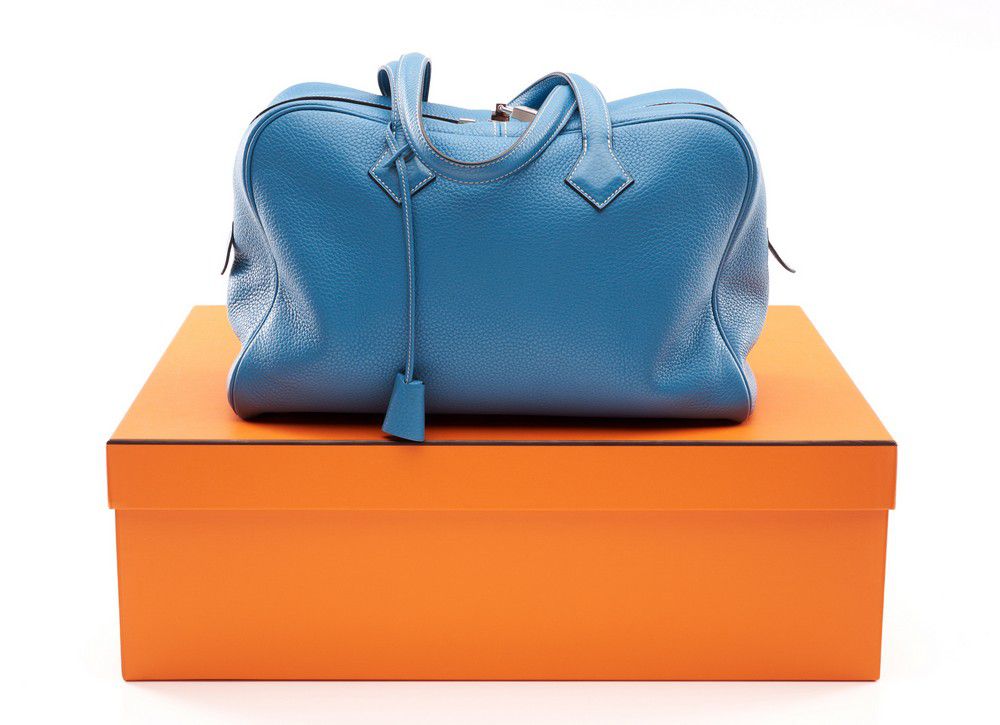 Hermes Blue Jean Victoria II Fourre-Tout 35 Bag