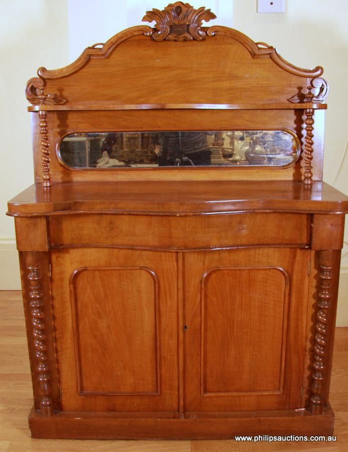 Victorian Mahogany Chiffonier with Mirror and Barley Twist Supports ...