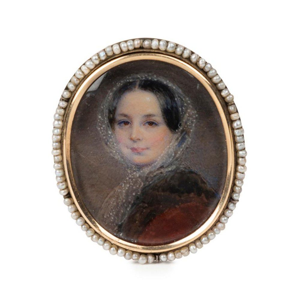 19th Century Seed Pearl Portrait Miniature of Julia Tatham - Miniatures ...