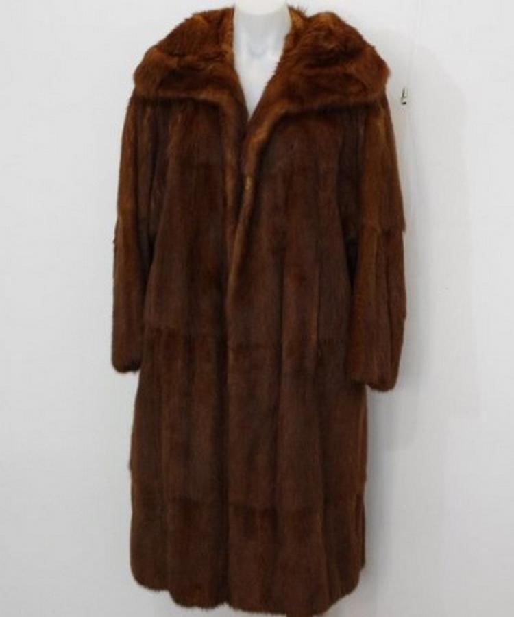 Biber Furs Sydney Brown Mink Coat with Satin Lining - Furs - Costume ...