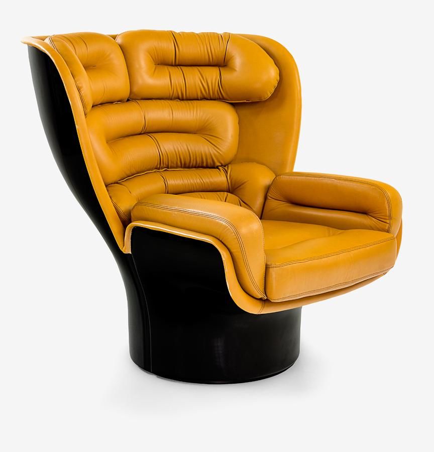 Joe Colombo Elda Chair in Brown Leather