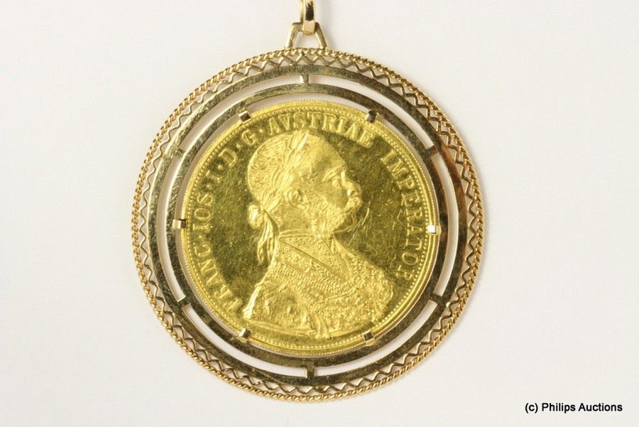 Hungarian Gold Coin Pendant on 21ct Chain - Pendants/Lockets - Jewellery