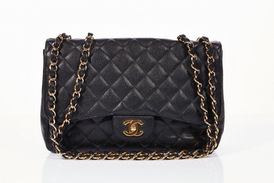Chanel Jumbo Black Quilted Flap Bag with Gold Hardware - Handbags ...