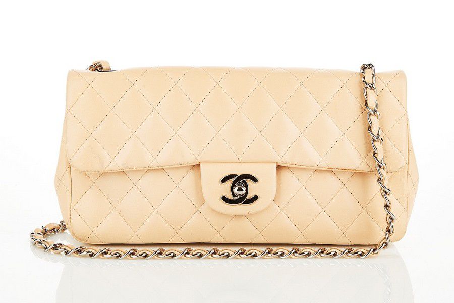 Nude East West Chanel Flap Bag with Silver Hardware - Handbags & Purses -  Costume & Dressing Accessories