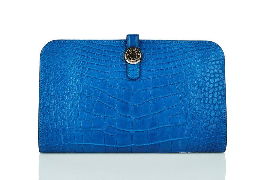 Hermes, Mykonos blue 'Dogon' wallet, matte alligator with… - Handbags &  Purses - Costume & Dressing Accessories