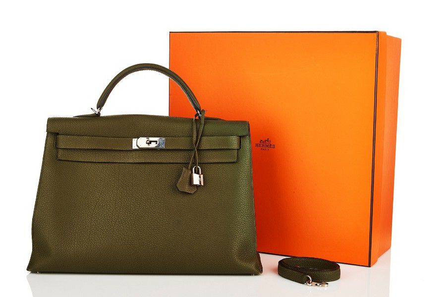 Olive Green Hermes Kelly Bag with Palladium Hardware - Handbags & Purses -  Costume & Dressing Accessories