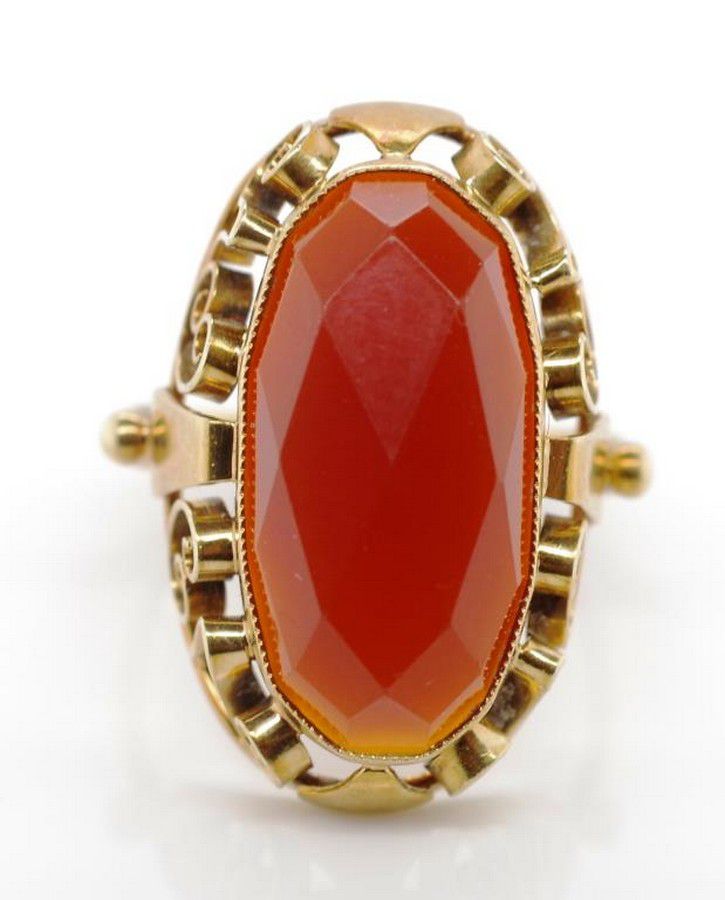 Carnelian and 14ct Gold Ring, Size M - Rings - Jewellery