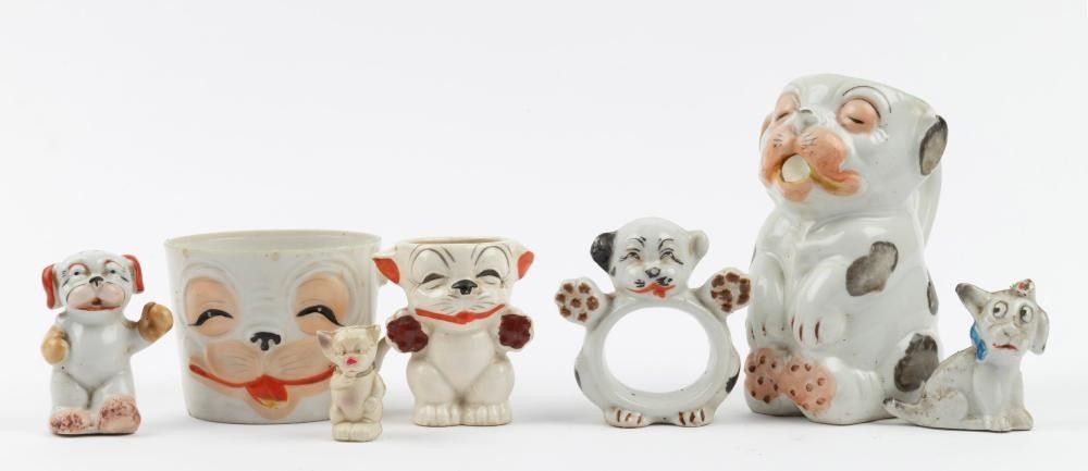 1930s Bonzo Porcelain and Celluloid Collection, 7 Items, 12cm High ...