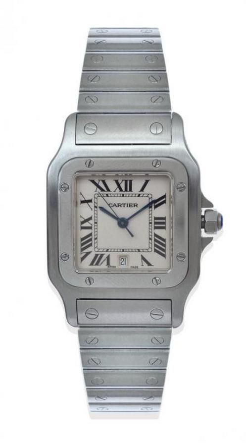 Cartier Santos Quartz Wristwatch with Stainless Steel Bracelet ...