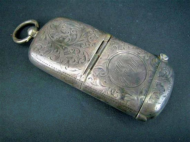 Victorian Silver Sovereign & Match Case with Engravings - Smoking ...