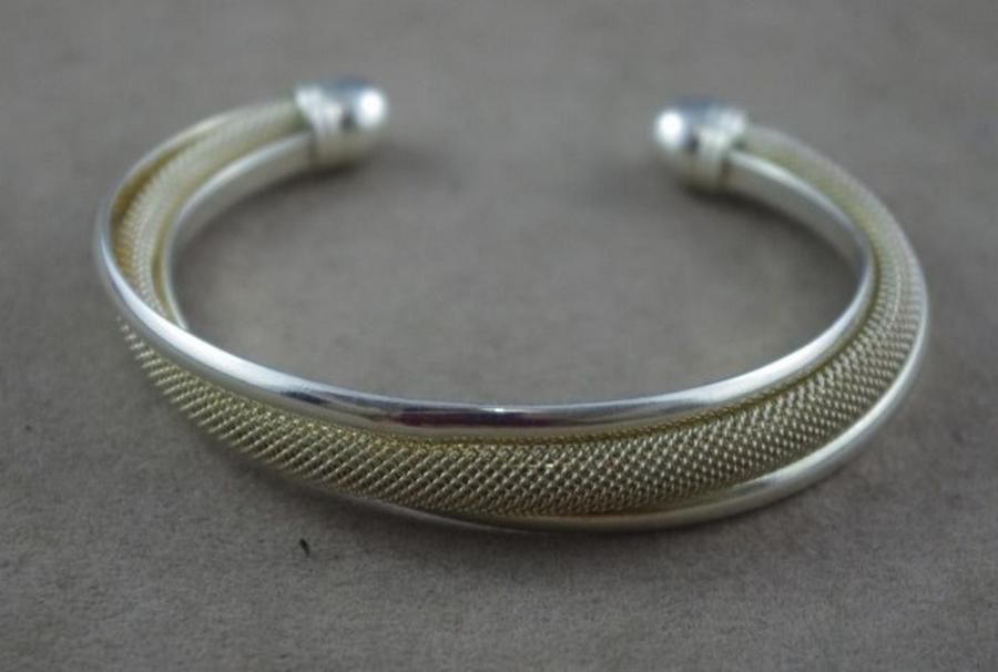 Tiffany & Co Open Bangle with Mesh Accent - Bracelets/Bangles - Jewellery