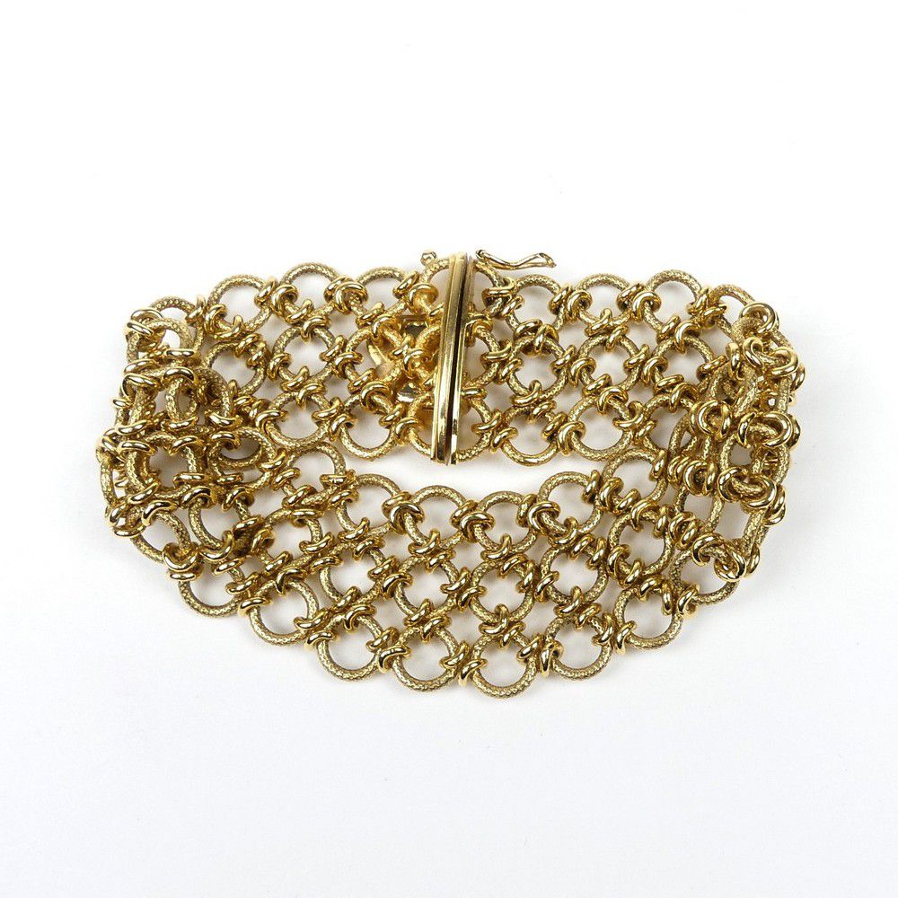 Textured Triple Row Gold Bracelet - European Made - Bracelets/Bangles ...