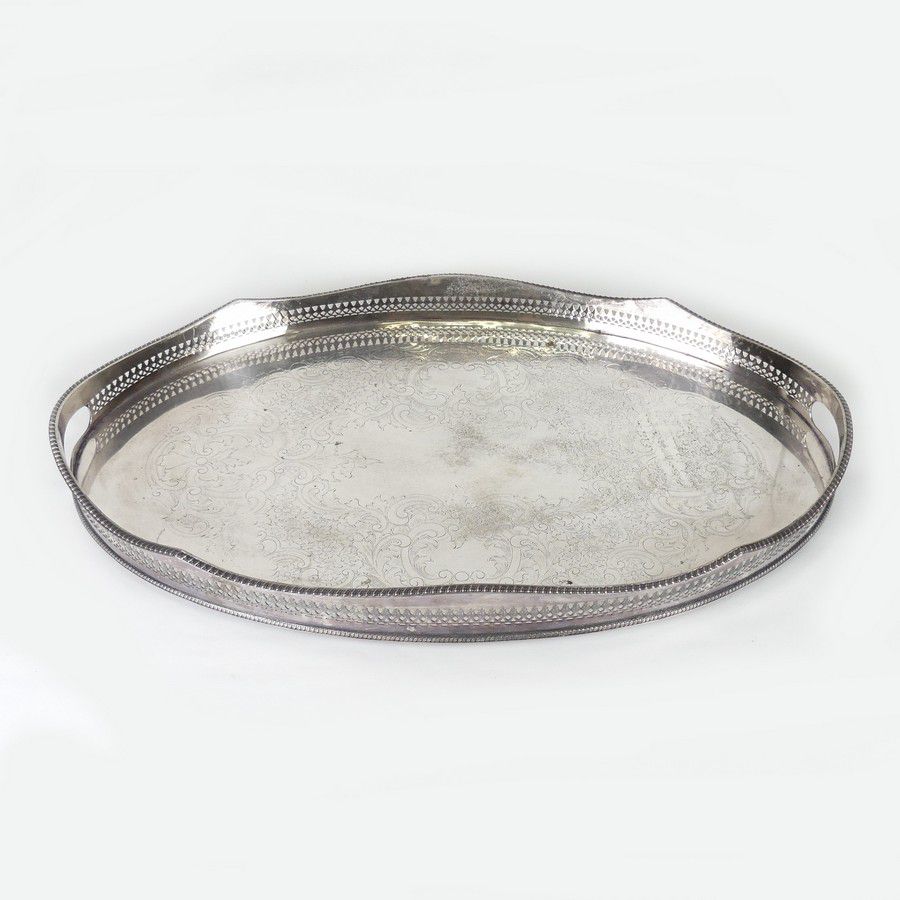 Oval Silver Gallery Tray - 62x40cm - Trays, Salvers and Waiters ...