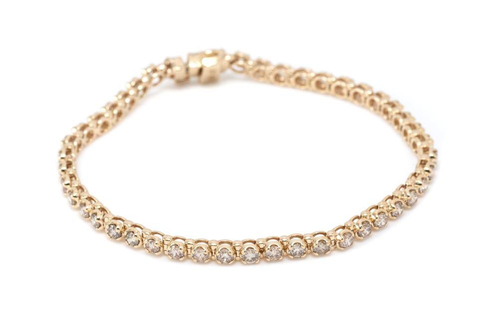 10ct Gold Diamond Tennis Bracelet with 3.22ct Diamonds - Bracelets ...