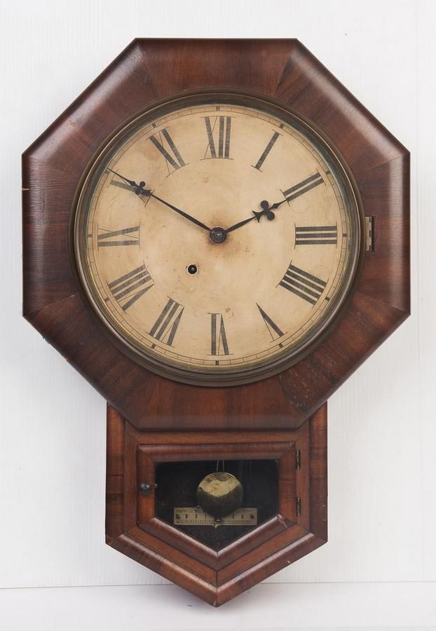 An Ansonia American Walnut Drop Dial Wall Clock Dial 39 Cm Clocks
