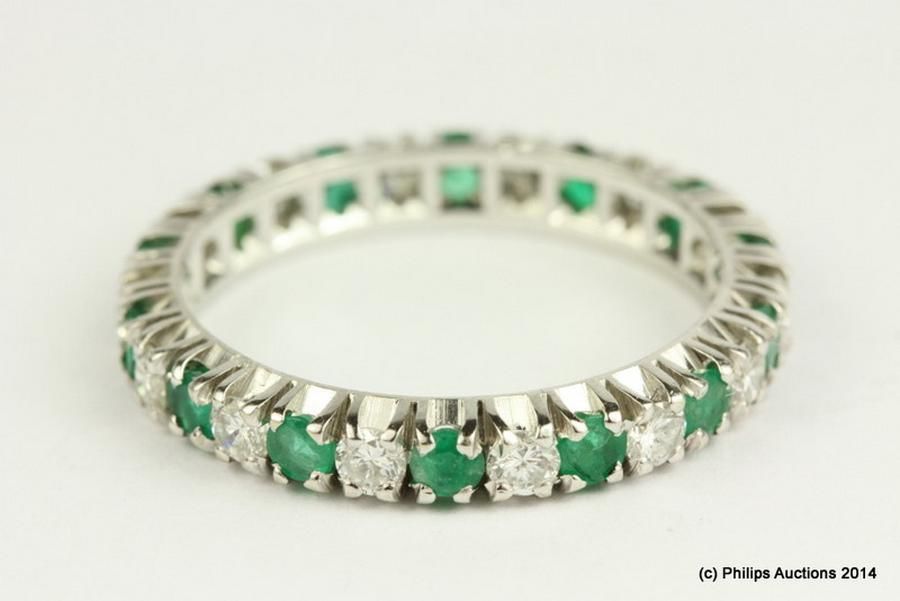 Emerald and Diamond Eternity Ring - Rings - Jewellery
