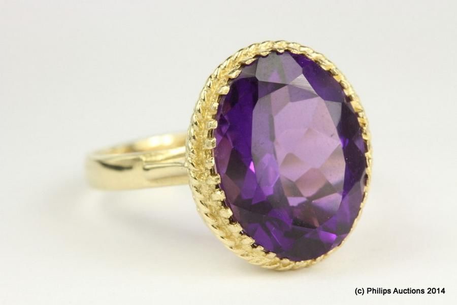 Intense Purple Amethyst Solitaire Dress Ring - Rings - Jewellery