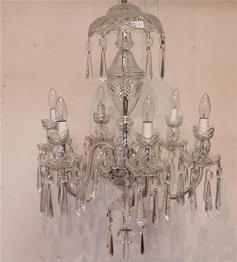 Waterford Crystal Chandelier With Six, Six Branch Crystal Chandelier