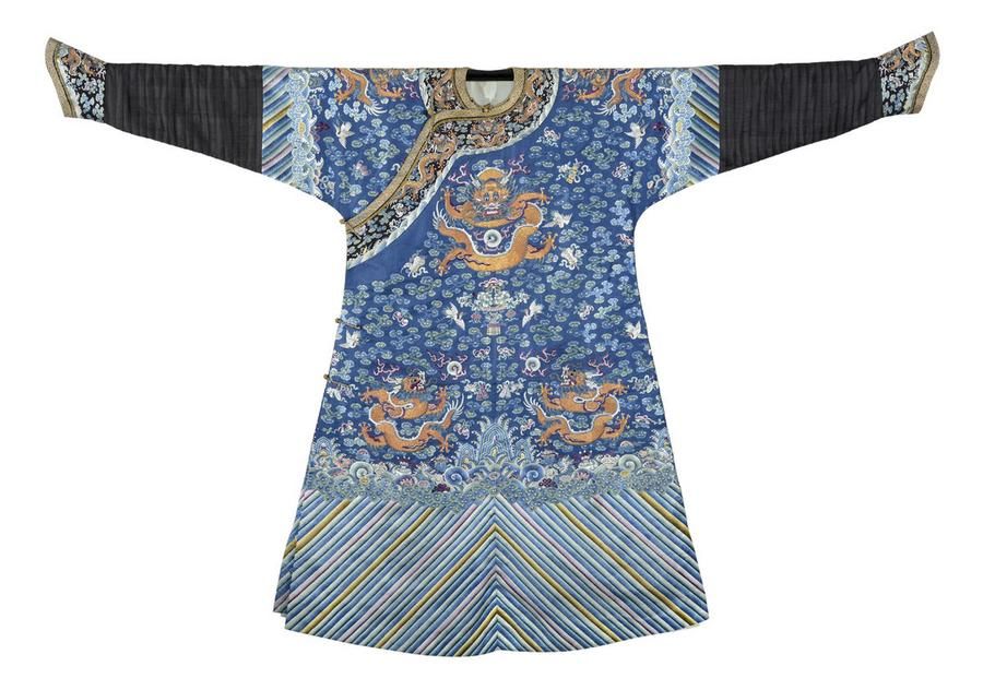 Blue Dragon Robe with Flaming Pearls, Qing Dynasty - Textiles & Costume ...