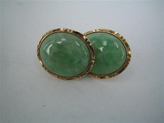 Jadeite and Gold Stud Earrings - Earrings - Jewellery