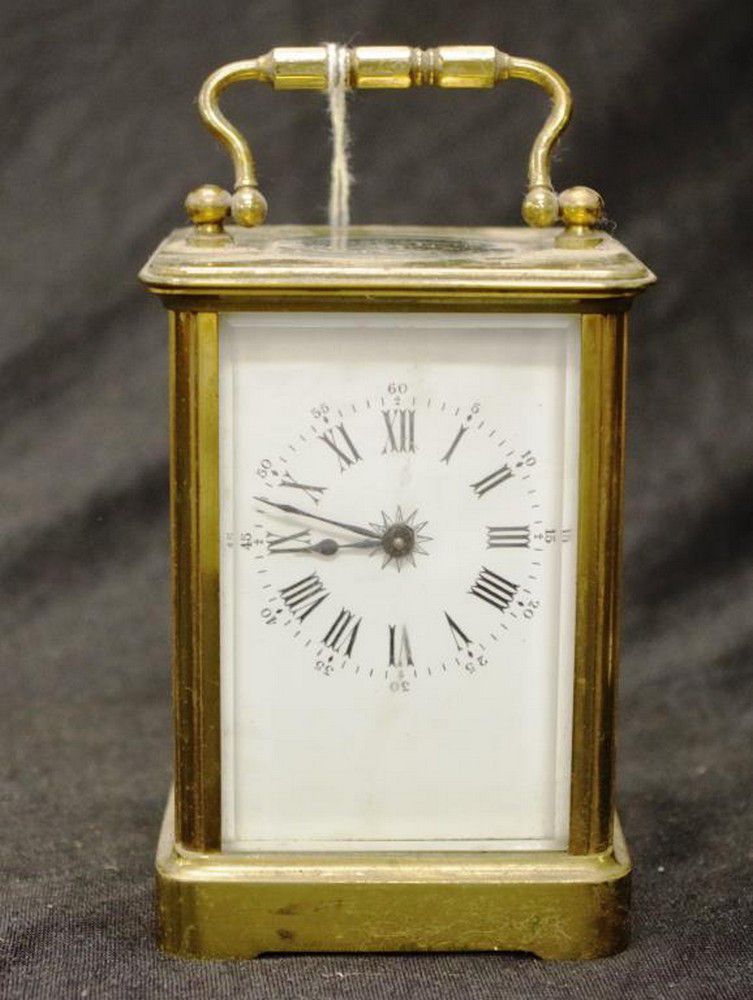 Brass Carriage Clock with Remnants of Carry Case - Clocks - Carriage ...