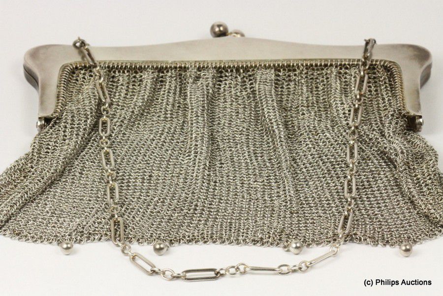 Enamelled Sterling Silver Handbag with Foliate Motif - Handbags ...