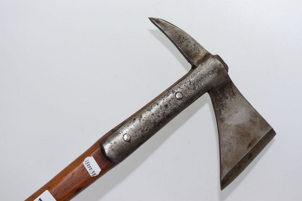 Antique English Boarding Axe with Leather Scabbard Edged Weapons