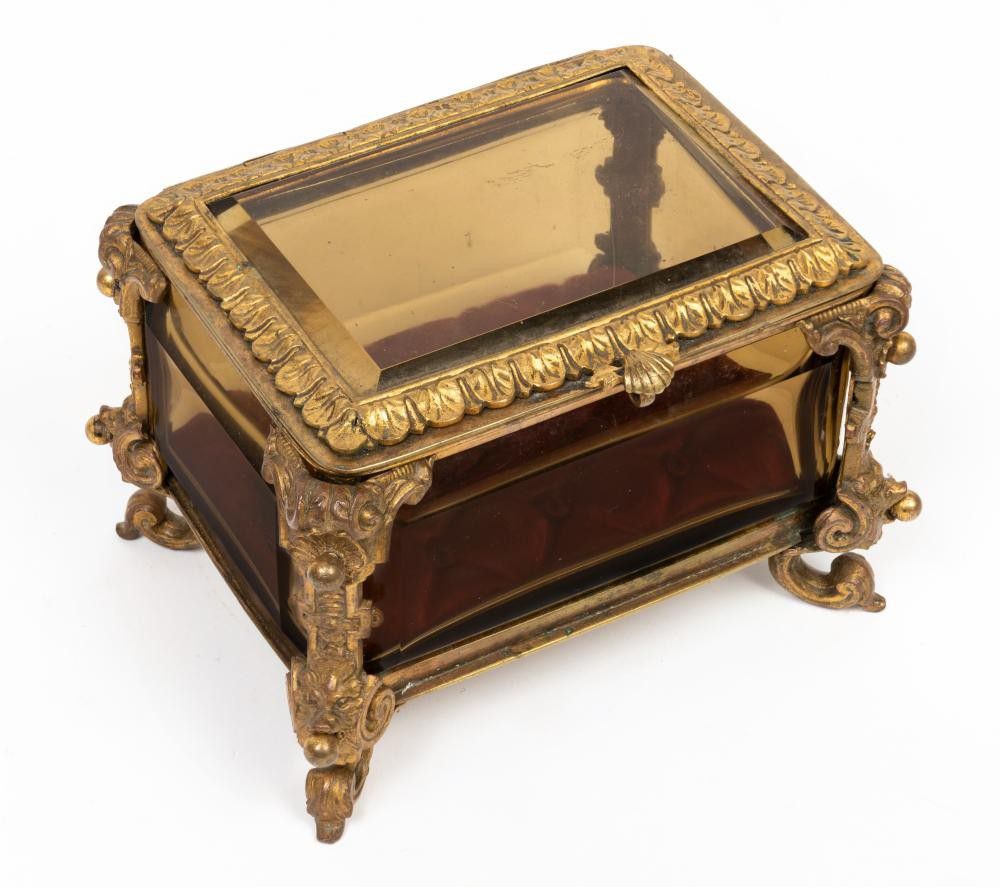 Gilt Bronze Jewel Box with Stone Set Pencil - Boxes, Jewellery