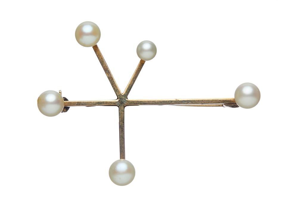 9ct Gold Southern Cross Brooch with Cultured Pearls - Brooches - Jewellery