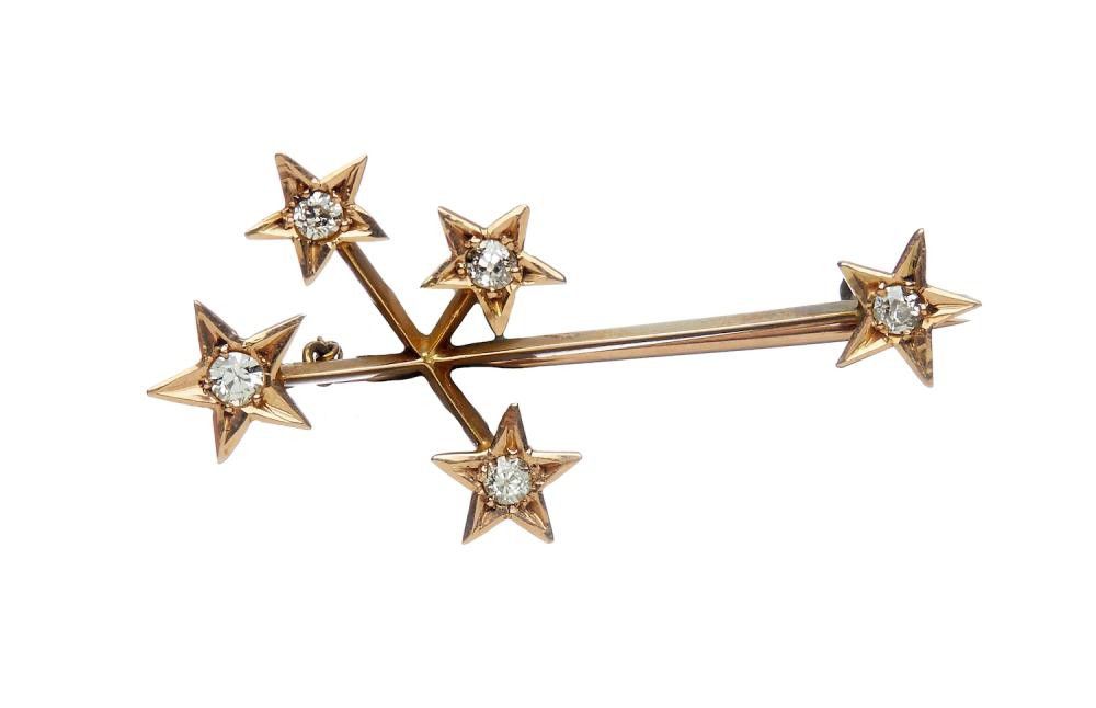 9ct Gold Southern Cross Brooch with Diamonds - Brooches - Jewellery