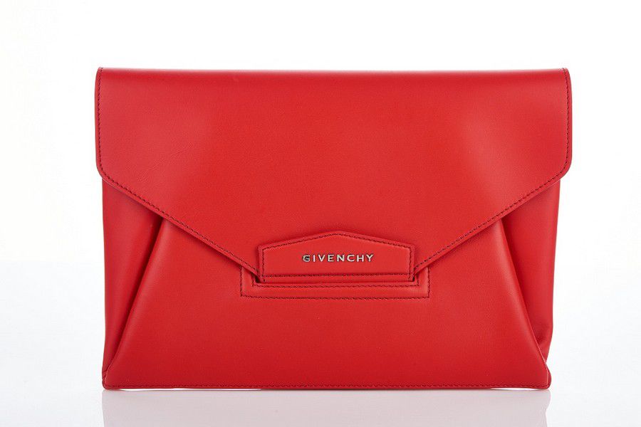 Givenchy Cherry Red Envelope Clutch with Three Compartments