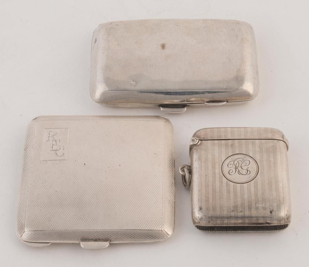 Early 20th Century Sterling Silver Vesta, Compact & Cigarette Case ...