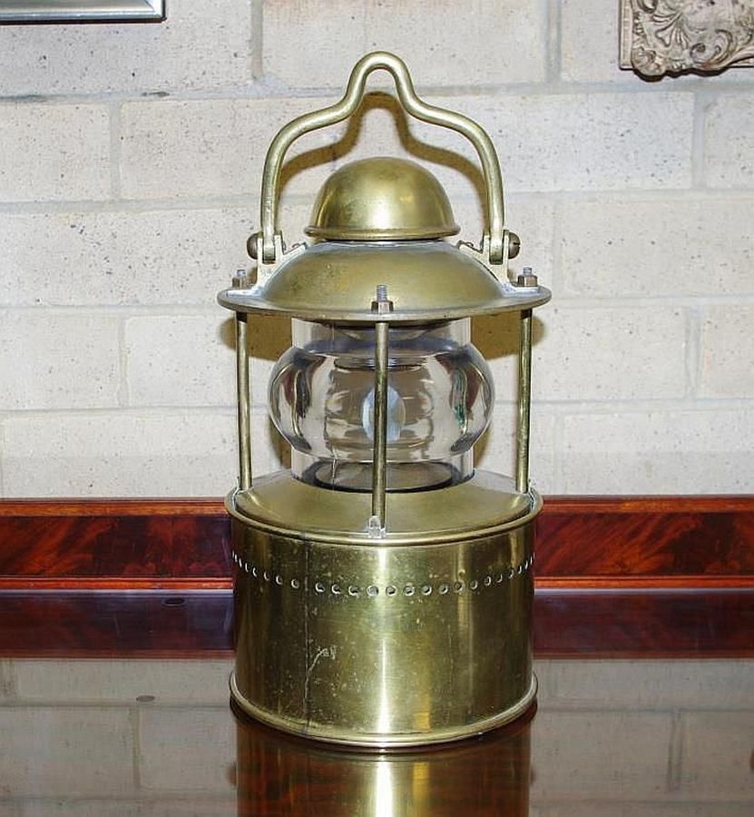 19th Century Brass Ship Lantern with Magnifying Glass Shade - Nautical  Equipment - Office, Workshop & Farm