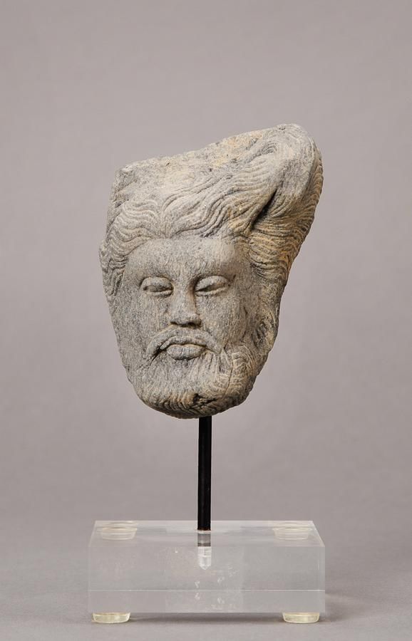 Gandharan stone head of ascetic, 3rd-4th century AD - Asian - Antiquities